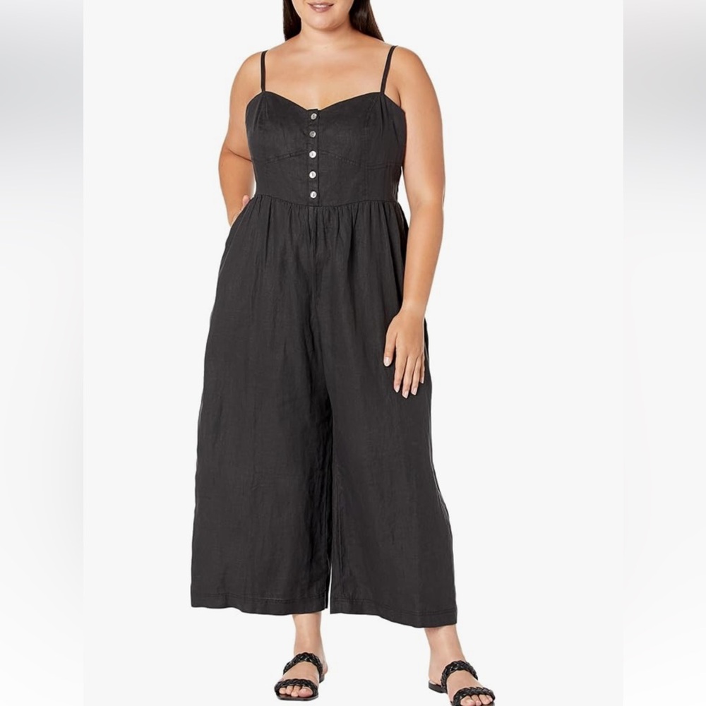 Madewell Campbell Linen Jumpsuit Black Size 16/18